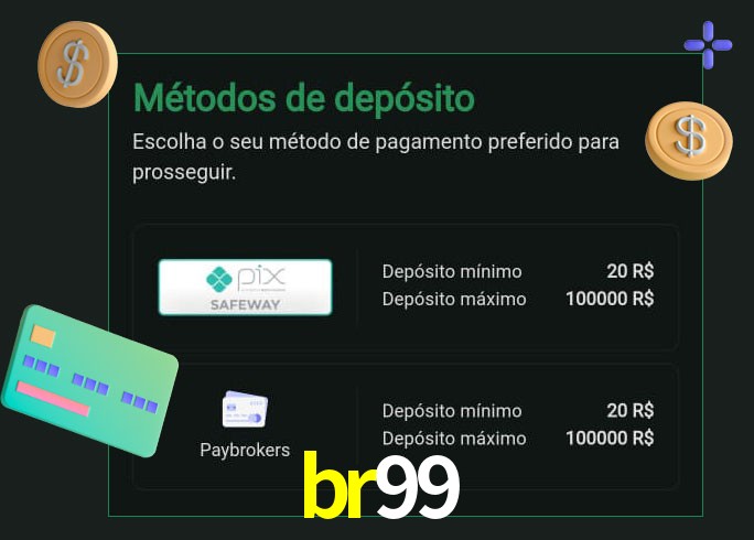 O cassino br99 oferece uma grande variedade de métodos de pagamento